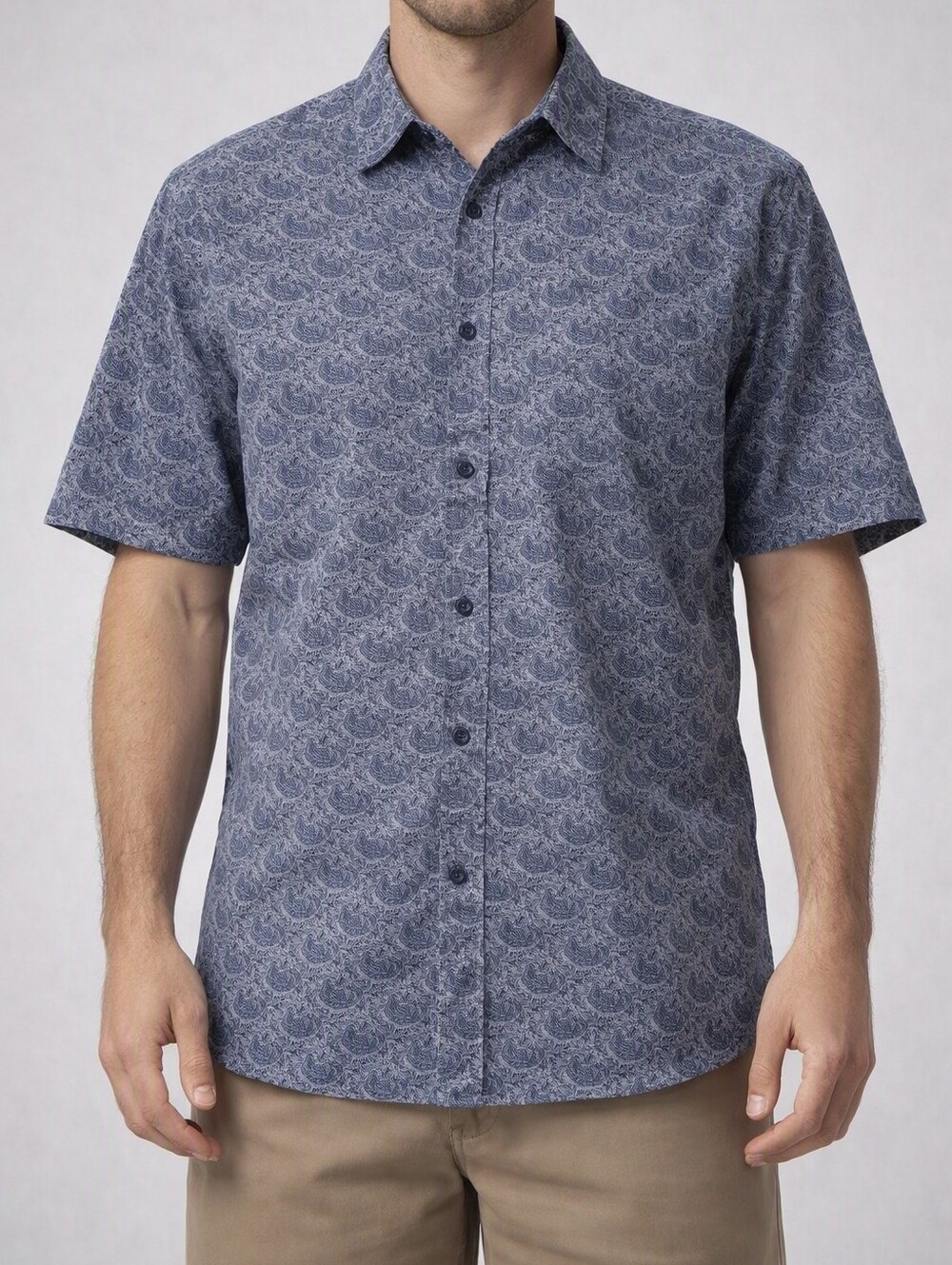 Wrangler George Strait Shirt Button Down Mens XL Paisley Blue Short Sleeve